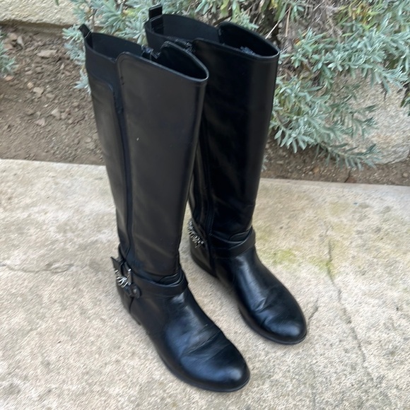 Unisa Women's Unteylor Black Faux Leather Moto Wide Calf Boot Size 8 - Picture 1 of 10